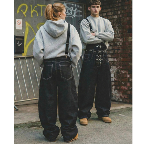 Asymmetric Buckle Denim Overalls Jeans