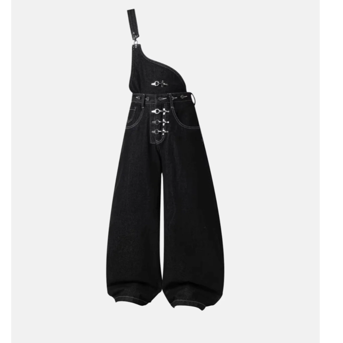 Asymmetric Buckle Denim Overalls Jeans