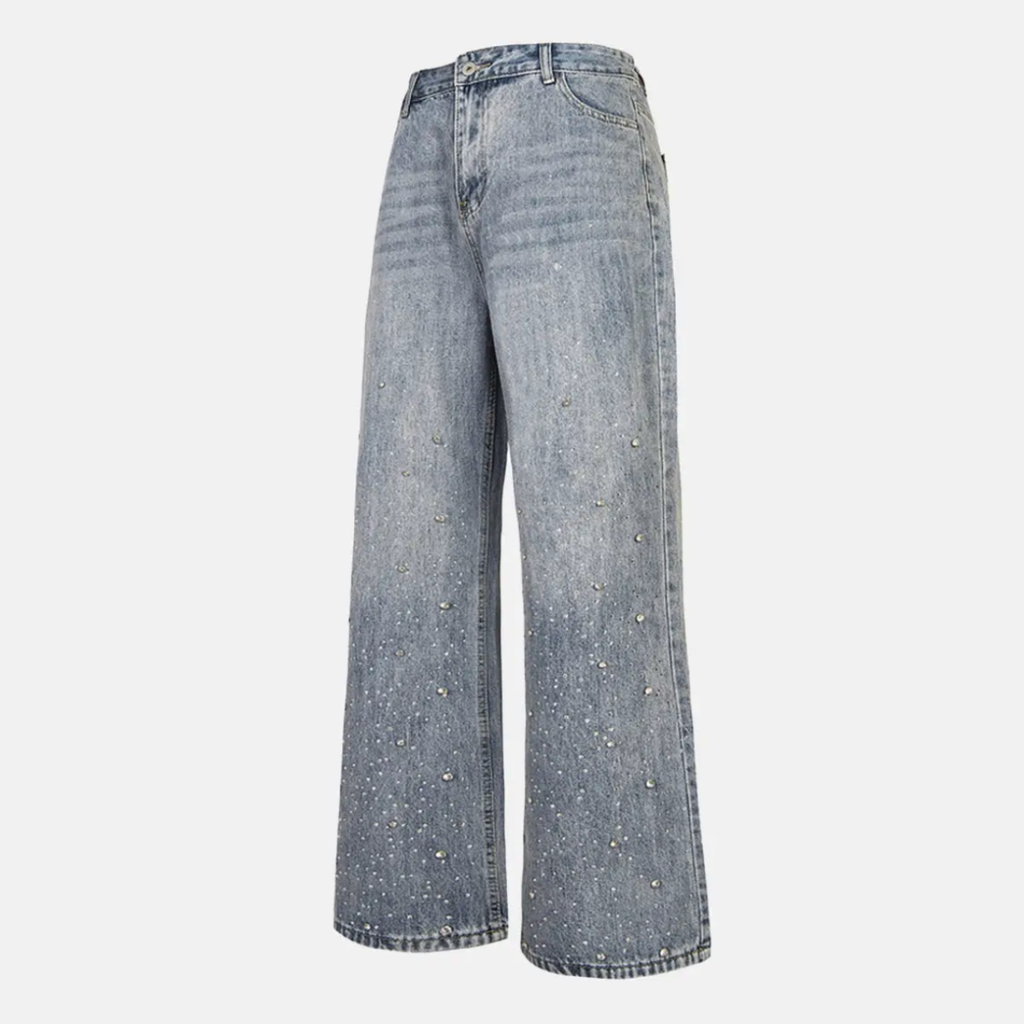 Wide Leg Washed Denim Jeans