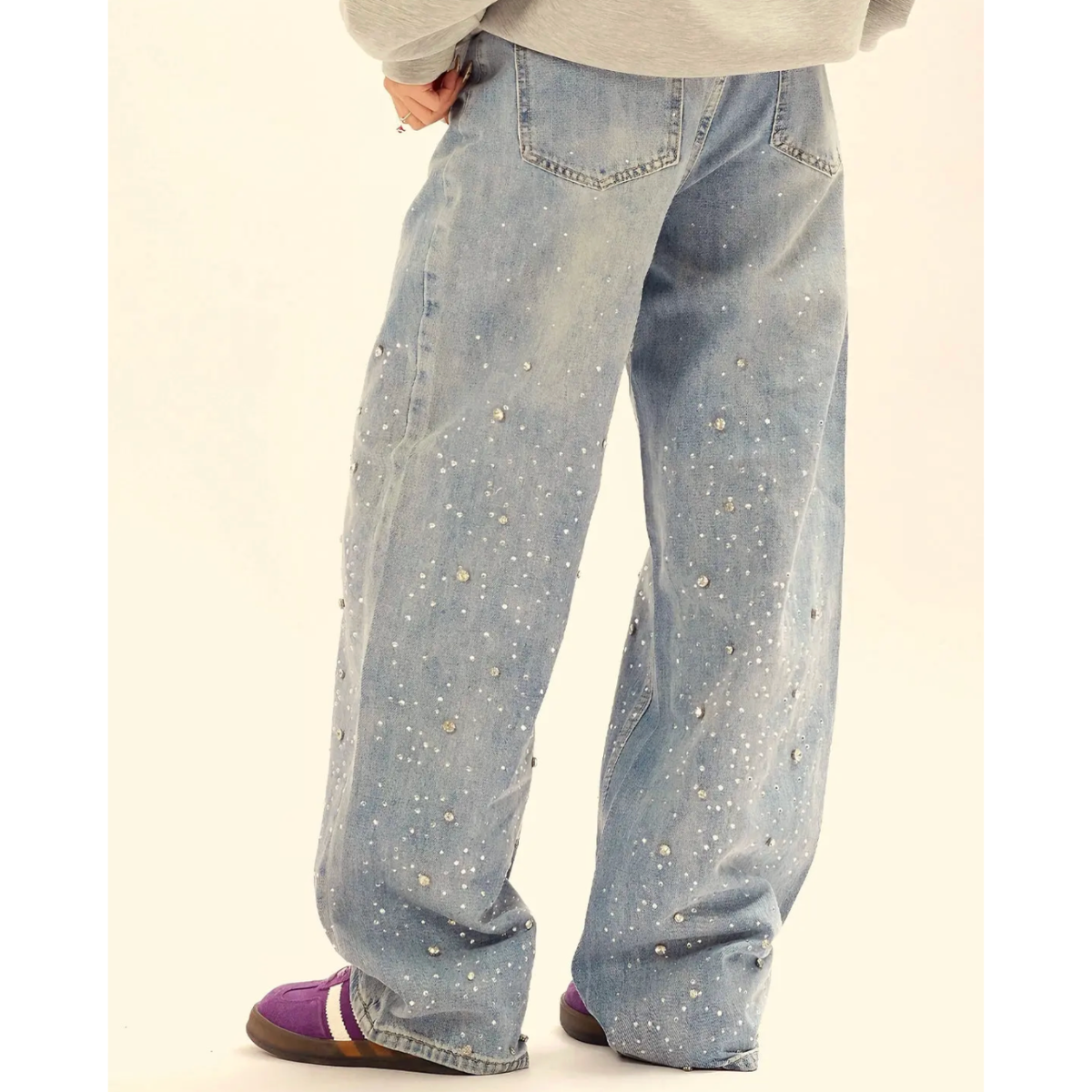Wide Leg Washed Denim Jeans
