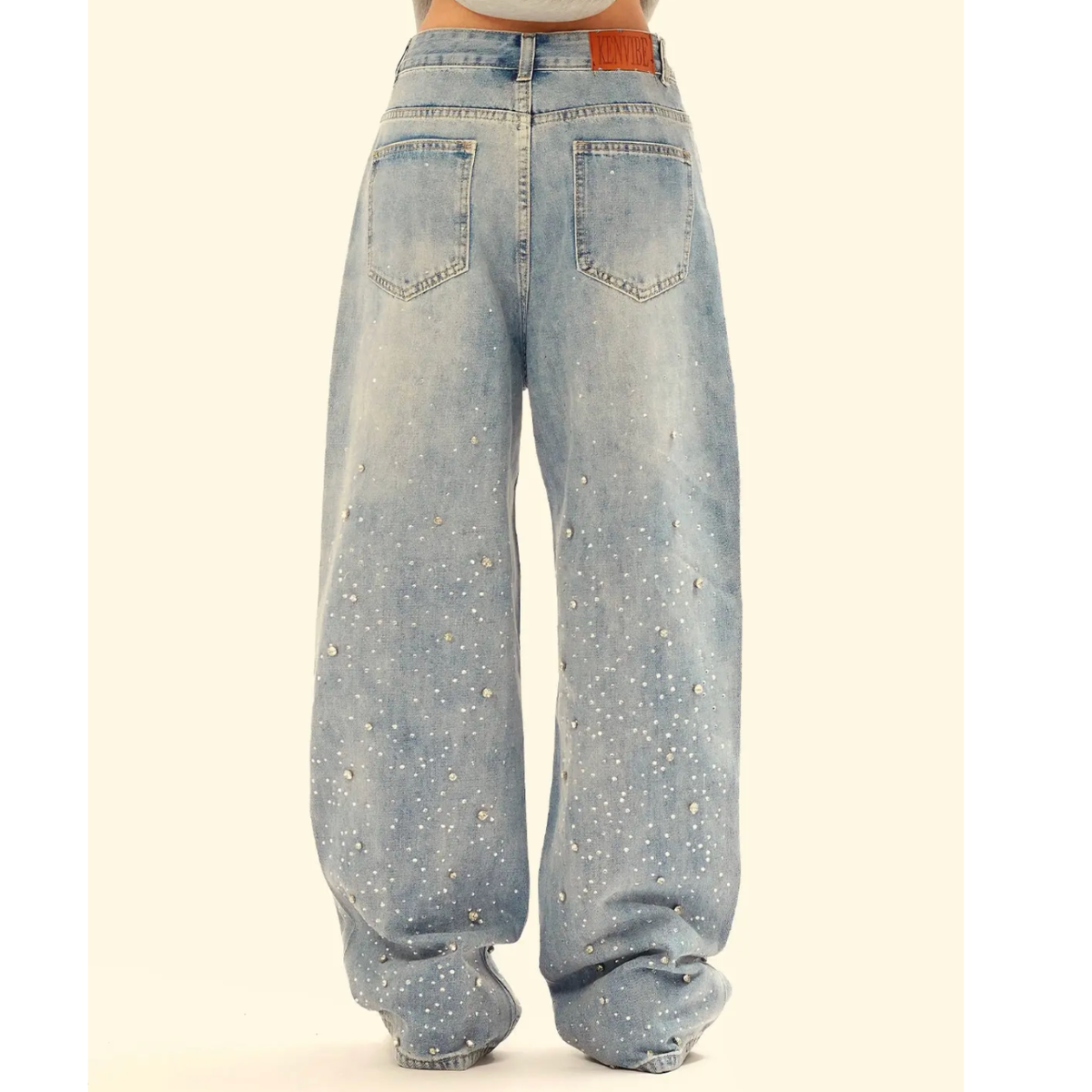 Wide Leg Washed Denim Jeans