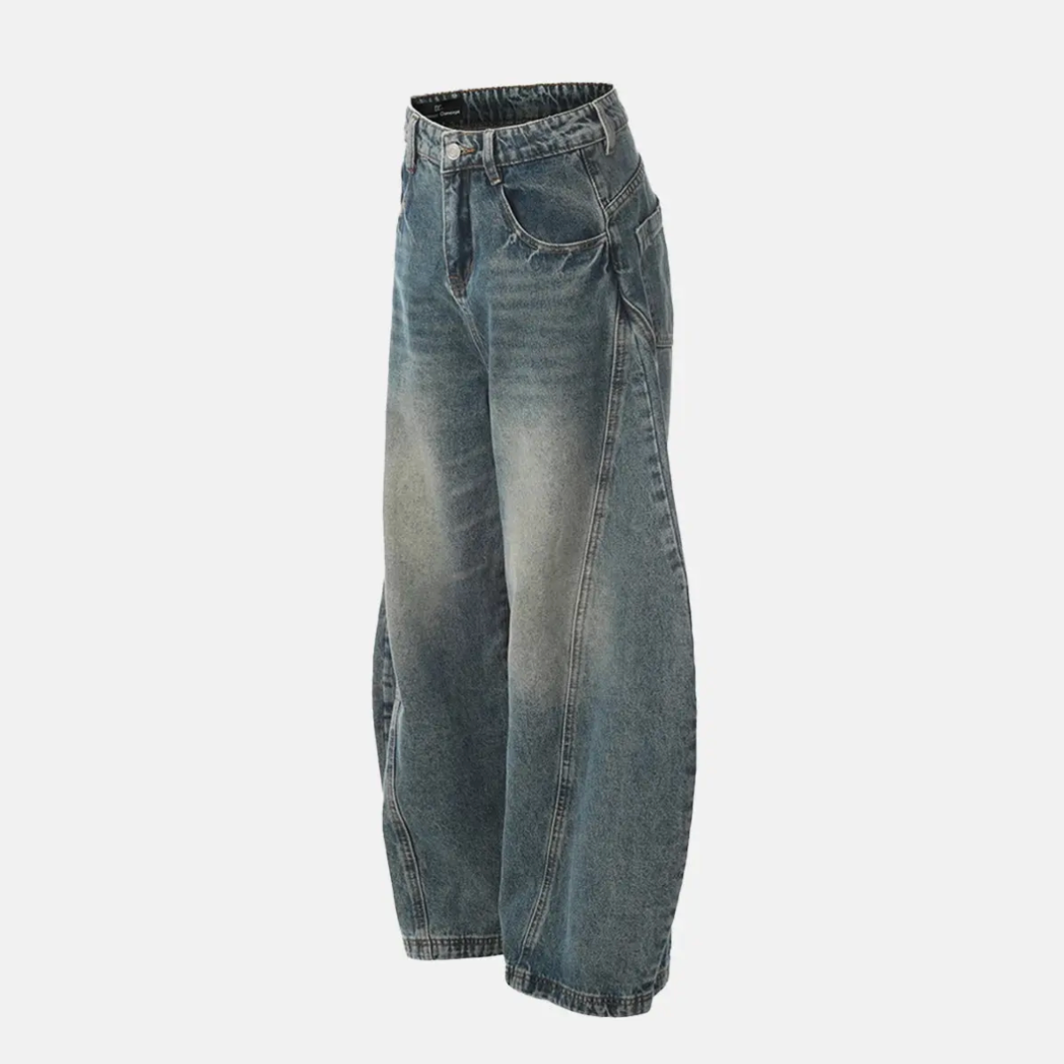 Barrel Leg Washed Denim Jeans
