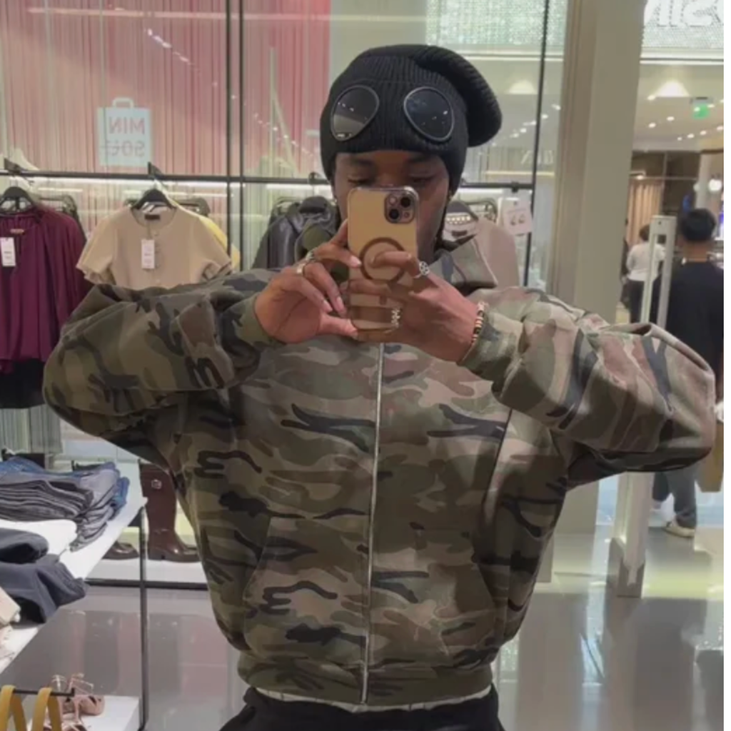 Cropped Camo Zip-Up Hooded Jacket