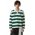 Green Stripe Oversized Rugby Polo Shirt