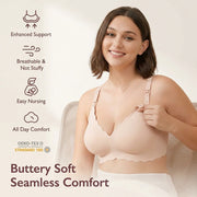 Seamless Wireless Nursing Bra with Clip Straps