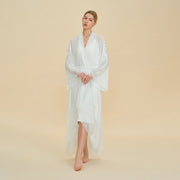 Sheer Chiffon Robe with Floral Lace Hem