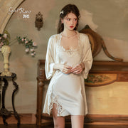 Satin Lace Nightgown & Robe Set