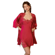 Satin Lace Nightgown & Robe Set