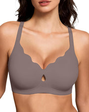 Seamless Wireless Bra with Scalloped Keyhole Front