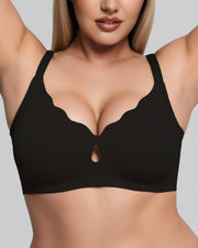 Seamless Wireless Bra with Scalloped Keyhole Front