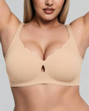 Wireless Seamless Bra with Scalloped Wave Neckline