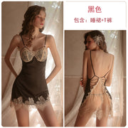 Lace Cup Satin Chemise with Matching Thong
