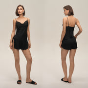 New European and American Cross-Border Women's Sexy Solid Color Swing-Neck Halter Shorts Set Simple Casual Loungewear Dt3928